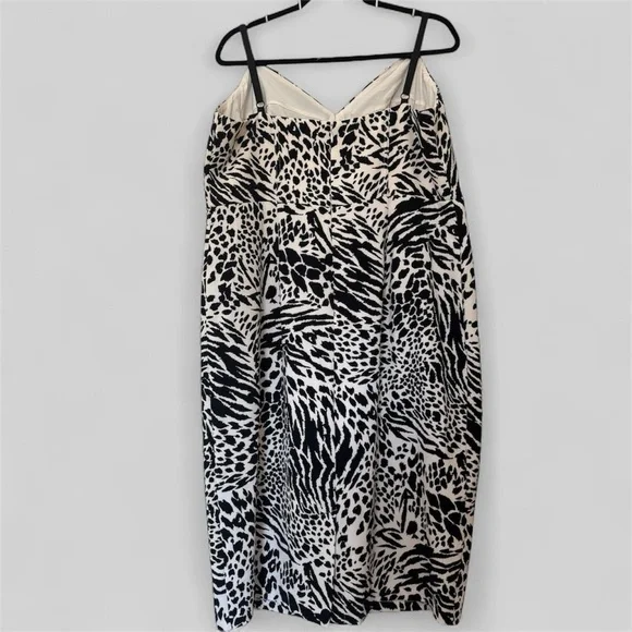 Sergio Hudson Elegant Black and White Print Midi Dress size XL - Picture 3 of 7